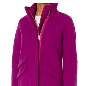 J Crew Cocoon Wool Stadium Cloth Nello Gori Wool Coat Size 0 XS Bright Eggplant